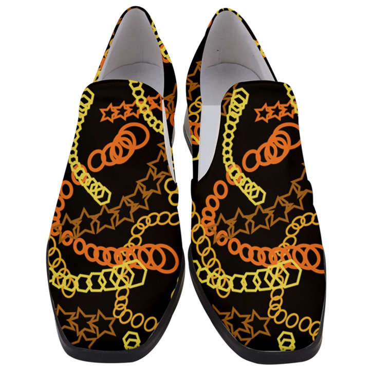 Chains, abstract  Women Slip On Heel Loafers