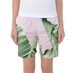 Palm Leaves On Pink Women s Basketball Shorts by goljakoff