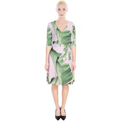 Palm Leaves On Pink Wrap Up Cocktail Dress by goljakoff