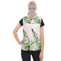 Palm leaves on pink Women s Button Up Vest View1