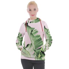 Palm Leaves On Pink Women s Hooded Pullover by goljakoff