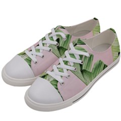 Palm Leaves On Pink Women s Low Top Canvas Sneakers by goljakoff