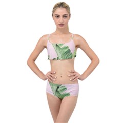 Palm Leaves On Pink Layered Top Bikini Set by goljakoff