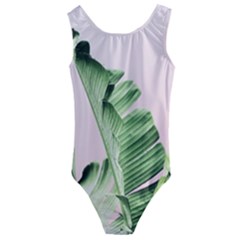 Palm Leaves On Pink Kids  Cut-out Back One Piece Swimsuit by goljakoff