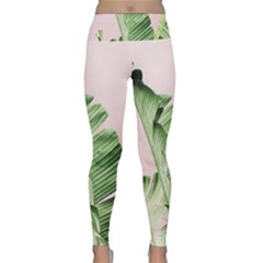 Palm Leaves On Pink Lightweight Velour Classic Yoga Leggings by goljakoff