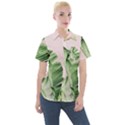 Palm leaves on pink Women s Short Sleeve Pocket Shirt View1