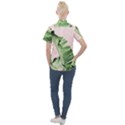 Palm leaves on pink Women s Short Sleeve Pocket Shirt View2