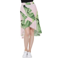 Palm Leaves On Pink Frill Hi Low Chiffon Skirt by goljakoff