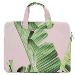 Palm Leaves On Pink Macbook Pro Double Pocket Laptop Bag by goljakoff