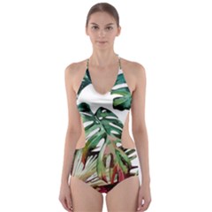 Tropical Leaves Cut-out One Piece Swimsuit by goljakoff