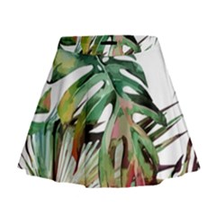 Tropical Leaves Mini Flare Skirt