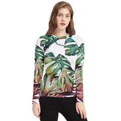 Tropical Leaves Women s Long Sleeve Rash Guard