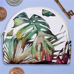 Tropical Leaves Horseshoe Style Canvas Pouch by goljakoff