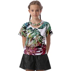 Tropical Leaves Kids  Front Cut Tee