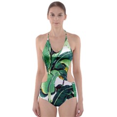 Banana Leaves Cut-out One Piece Swimsuit by goljakoff