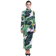 Banana Leaves Turtleneck Maxi Dress by goljakoff