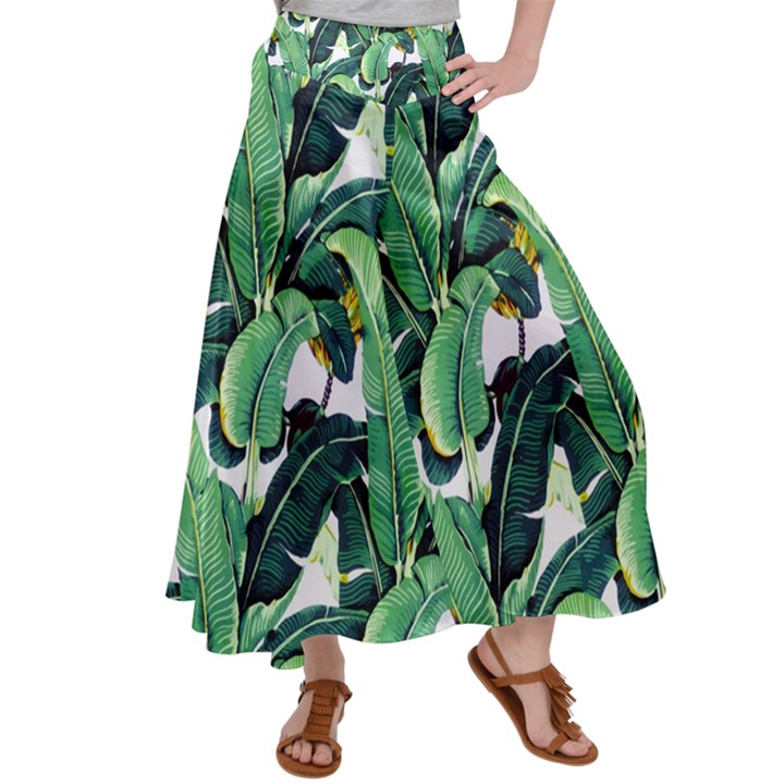 Banana leaves Satin Palazzo Pants