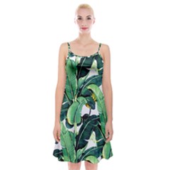 Banana Leaves Spaghetti Strap Velvet Dress by goljakoff