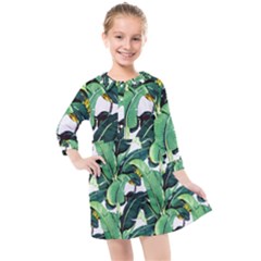 Banana Leaves Kids  Quarter Sleeve Shirt Dress by goljakoff