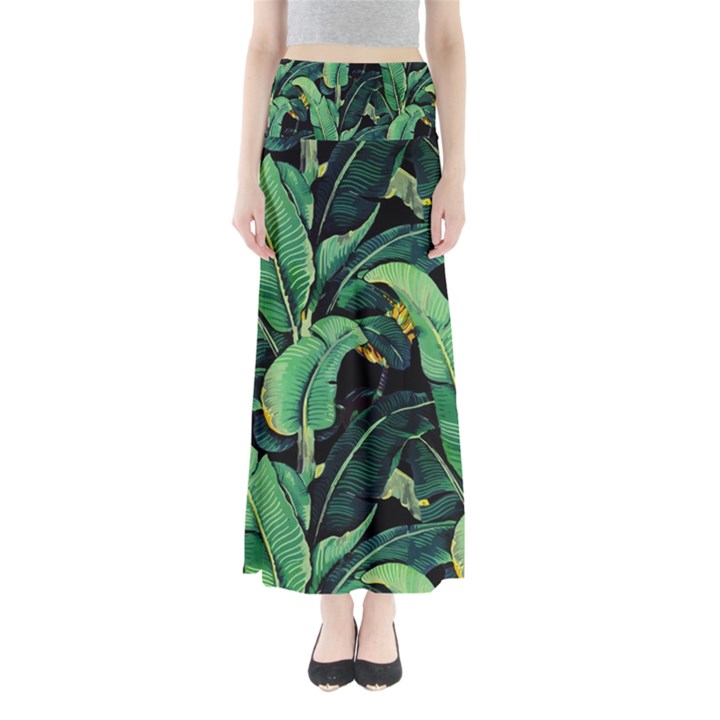 Night banana leaves Full Length Maxi Skirt