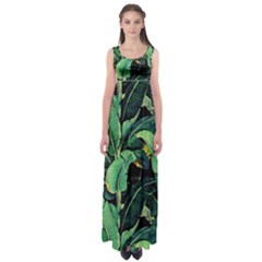 Night Banana Leaves Empire Waist Maxi Dress by goljakoff