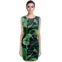 Night Banana Leaves Sleeveless Velvet Midi Dress by goljakoff