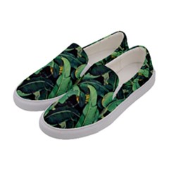 Night Banana Leaves Women s Canvas Slip Ons by goljakoff