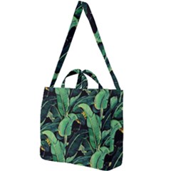 Night Banana Leaves Square Shoulder Tote Bag by goljakoff