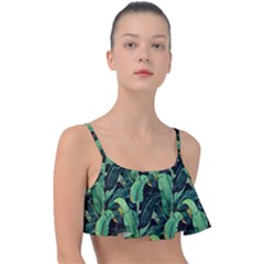 Night Banana Leaves Frill Bikini Top by goljakoff