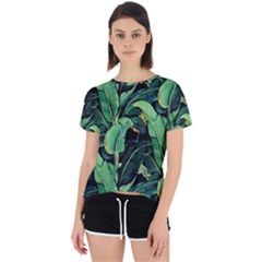 Night Banana Leaves Open Back Sport Tee by goljakoff