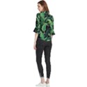 Night banana leaves Loose Horn Sleeve Chiffon Blouse View2