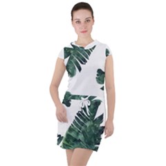 Banana Leaves Drawstring Hooded Dress by goljakoff