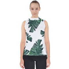 Banana Leaves Mock Neck Shell Top by goljakoff