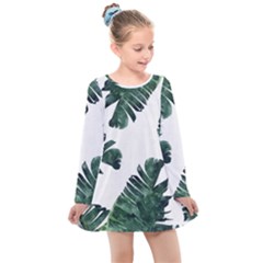 Banana Leaves Kids  Long Sleeve Dress by goljakoff