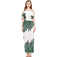 Banana Leaves Draped Sleeveless Chiffon Jumpsuit by goljakoff