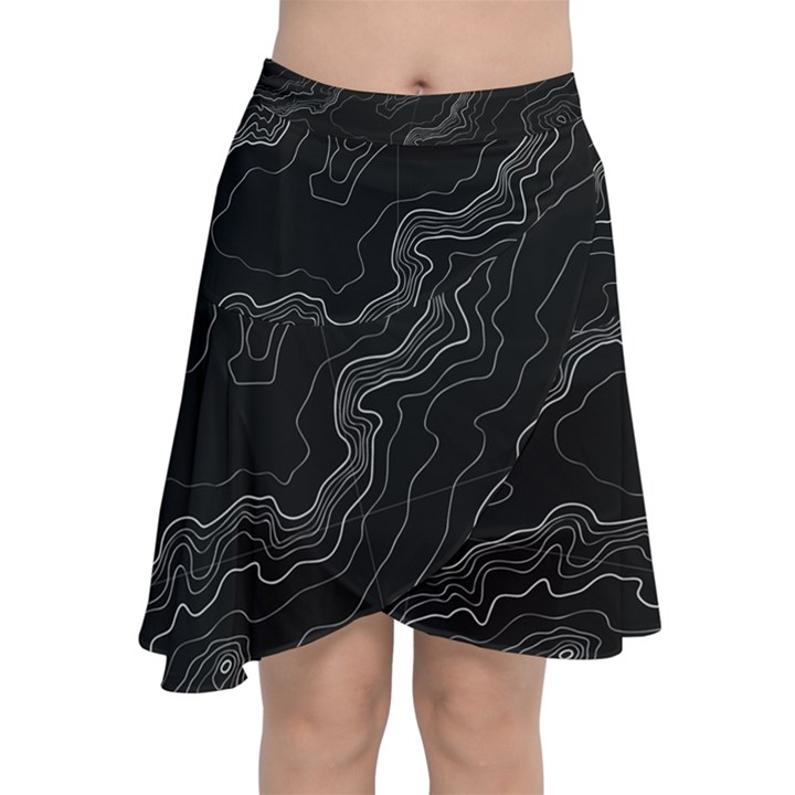 Topography map Chiffon Wrap Front Skirt