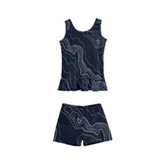 Black Topography Kids  Boyleg Swimsuit by goljakoff