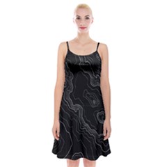 Black Topography Spaghetti Strap Velvet Dress by goljakoff