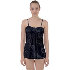 Black Topography Babydoll Tankini Set by goljakoff