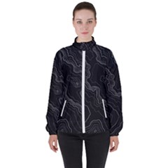 Black Topography Women s High Neck Windbreaker by goljakoff