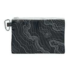 Black Topography Canvas Cosmetic Bag (large) by goljakoff