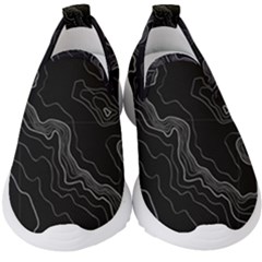 Black Topography Kids  Slip On Sneakers by goljakoff