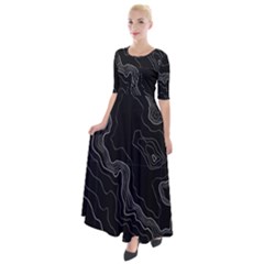 Black Topography Half Sleeves Maxi Dress by goljakoff