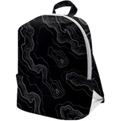 Black Topography Zip Up Backpack by goljakoff