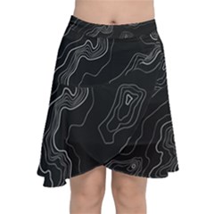 Topography Map Chiffon Wrap Front Skirt by goljakoff