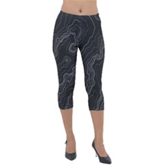 Topography Map Lightweight Velour Capri Leggings  by goljakoff