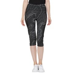 Topography Map Inside Out Lightweight Velour Capri Leggings  by goljakoff