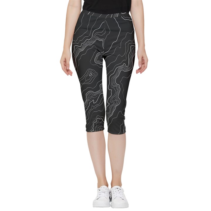 Topography map Inside Out Lightweight Velour Capri Leggings 