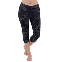 Topography Map Lightweight Velour Capri Yoga Leggings by goljakoff