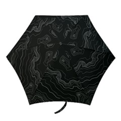 Black Topography Mini Folding Umbrellas by goljakoff